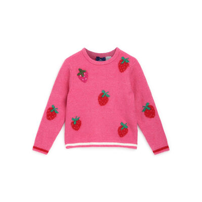 Girls Dark Pink Printed Pullover